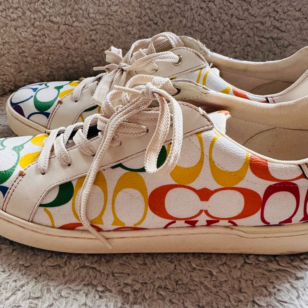 Coach White and Multicolor Patterned Sneakers - image 3